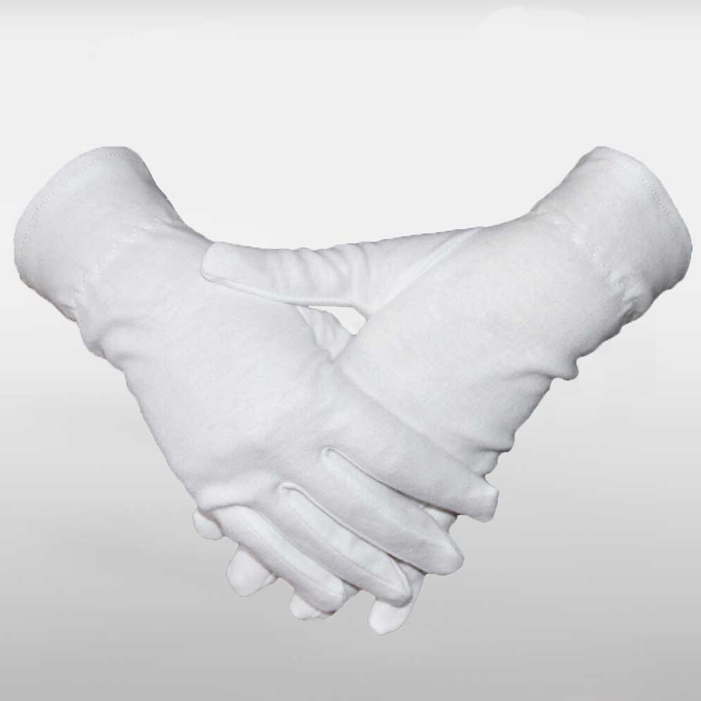 White Cotton Knitted Parade Gloves