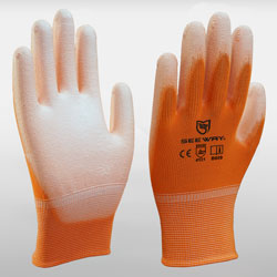 Orange Palm PU Coated Gloves