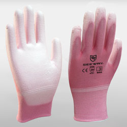 Pink Palm PU Coated Gloves