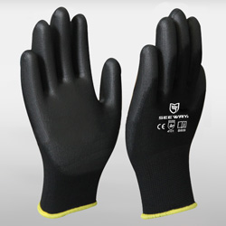 Black Palm PU Coated Gloves