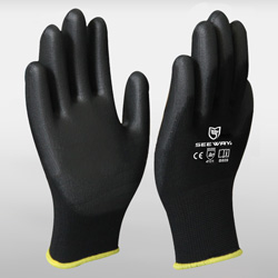 Black Palm PU Coated Gloves