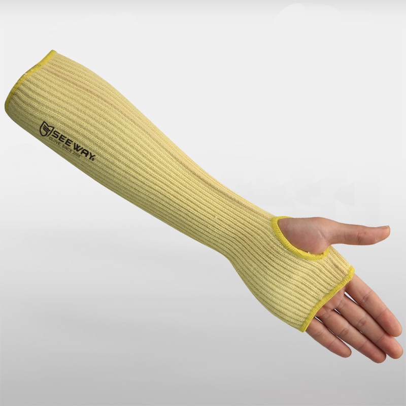Aramid Cut-Resistant Sleeves with half palm(thumb out design)