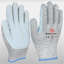Guantes calibre 13, resistentes a cortes con palmas de serraje Guantes calibre 13, resistentes a cortes con palmas de serraje